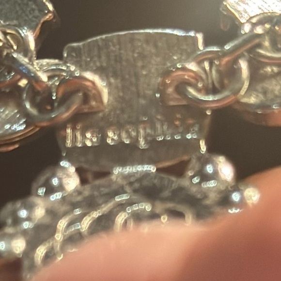 Lia Sophia Vintage Faux Green Turquoise Rhinstone Statement Necklace Estate find - Picture 7 of 14